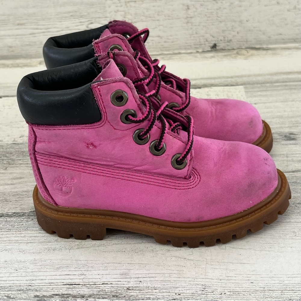 Timberland Toddler Girls Classic Lace Up Leather Upper Waterproof Boots Size 7